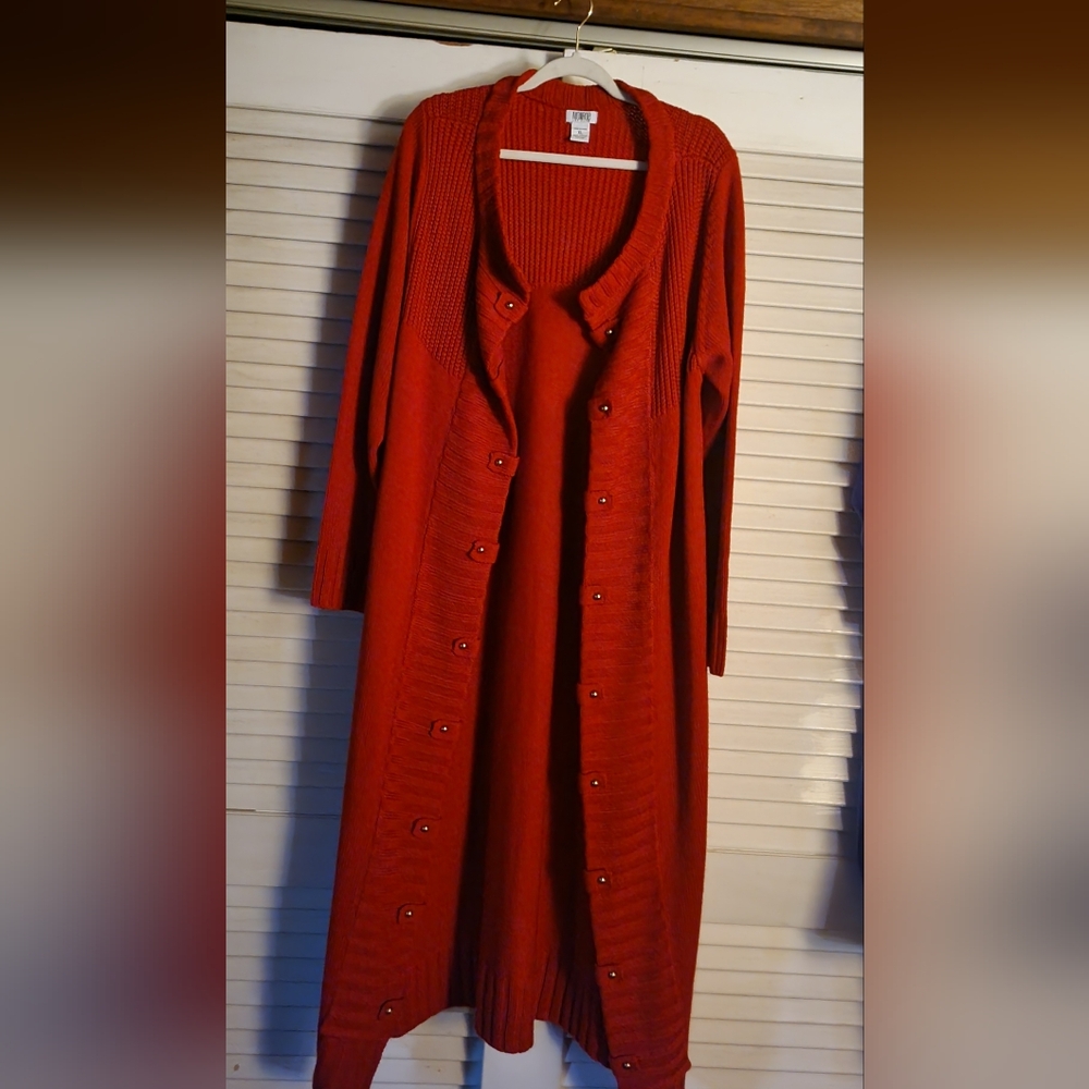 Monroe And MainLong Red Duster Cardigan
